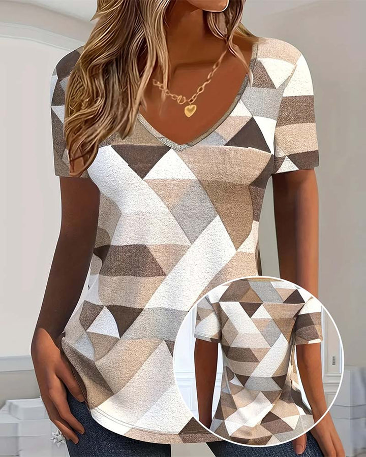 Koszulka z okrągłym dekoltem w stylu casual color-block