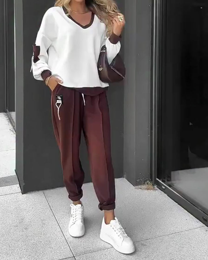 Komplet dresowy bluza i spodnie color block