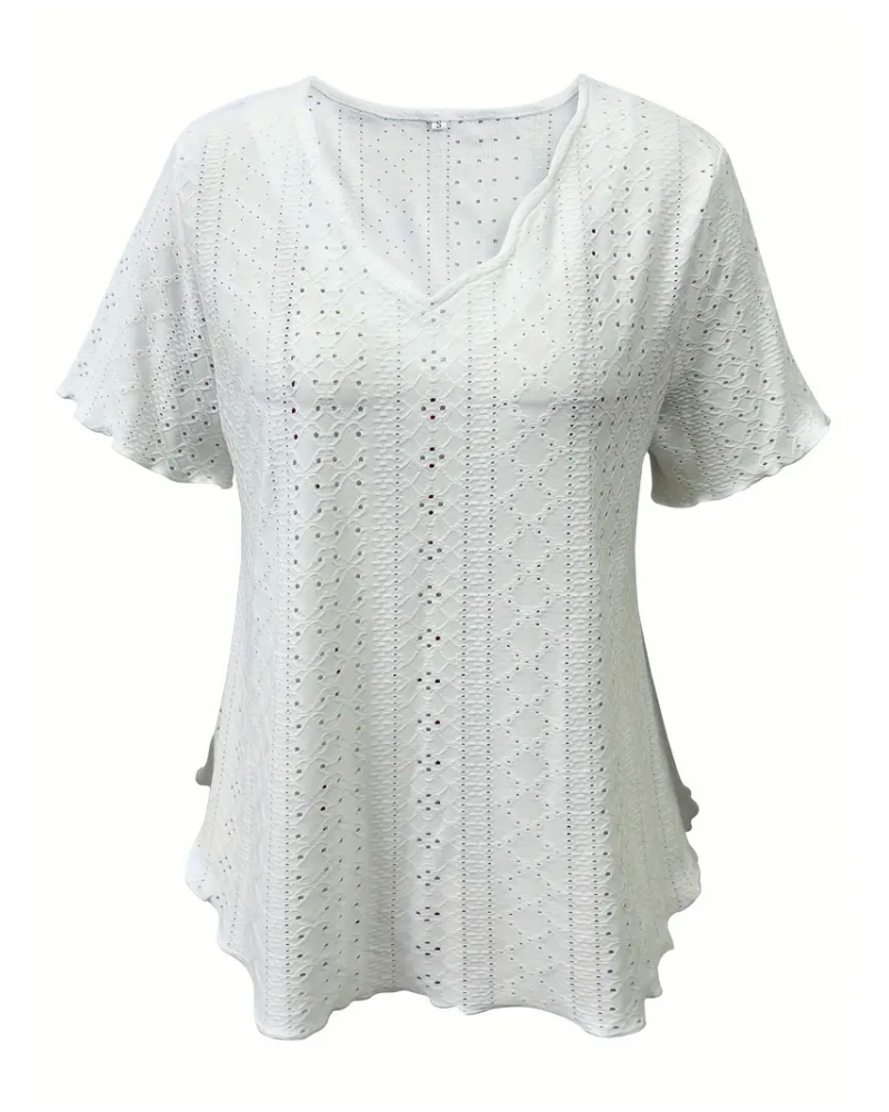 T-shirt z głębokim dekoltem w serek w stylu francuskim