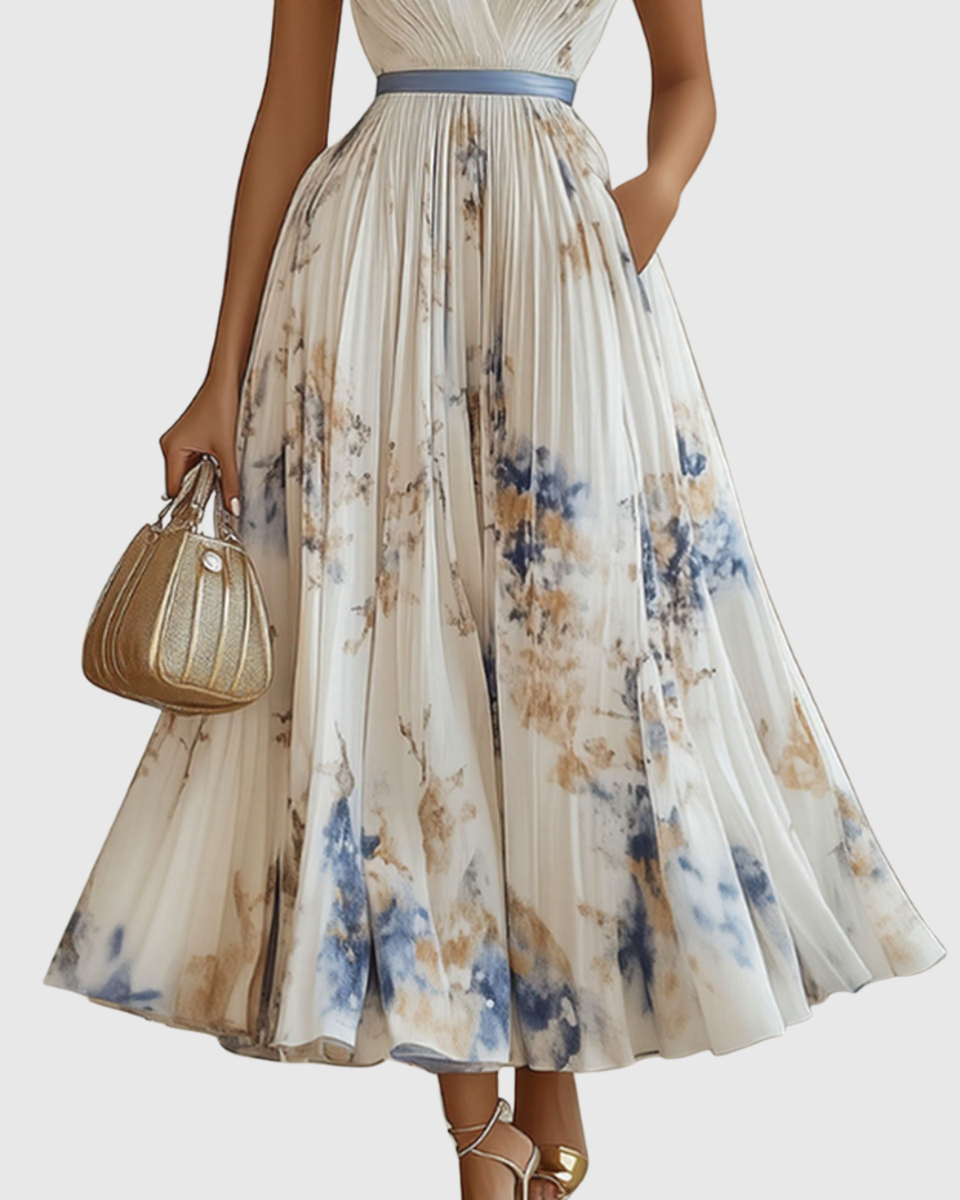 Amelia – Elegancka Plisowana Sukienka Maxi