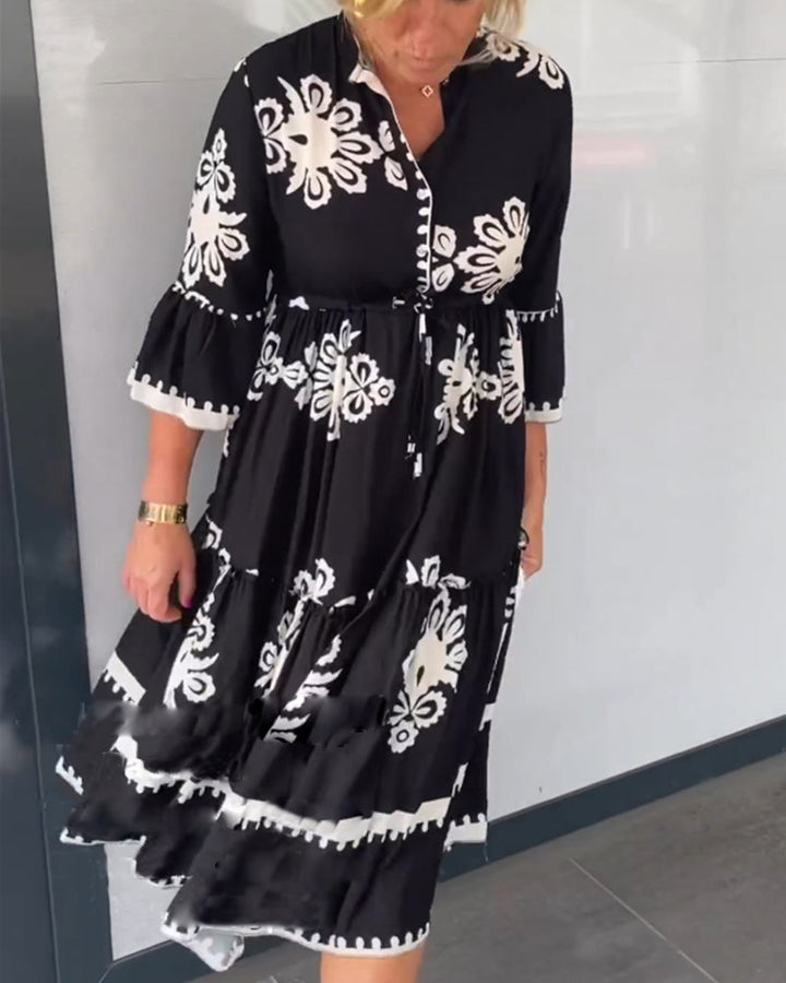 Robe à imprimé floral et manches 3/4