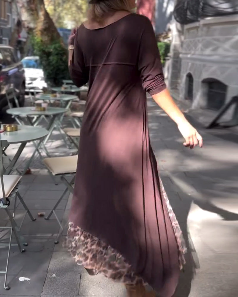 Robe À Manches Longues De Couleur Unie Irrégulière