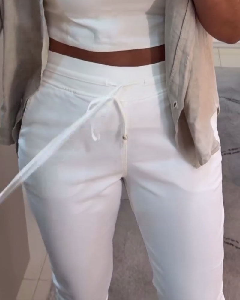 Pantalon Fuselé Décontracté Avec Cordon
