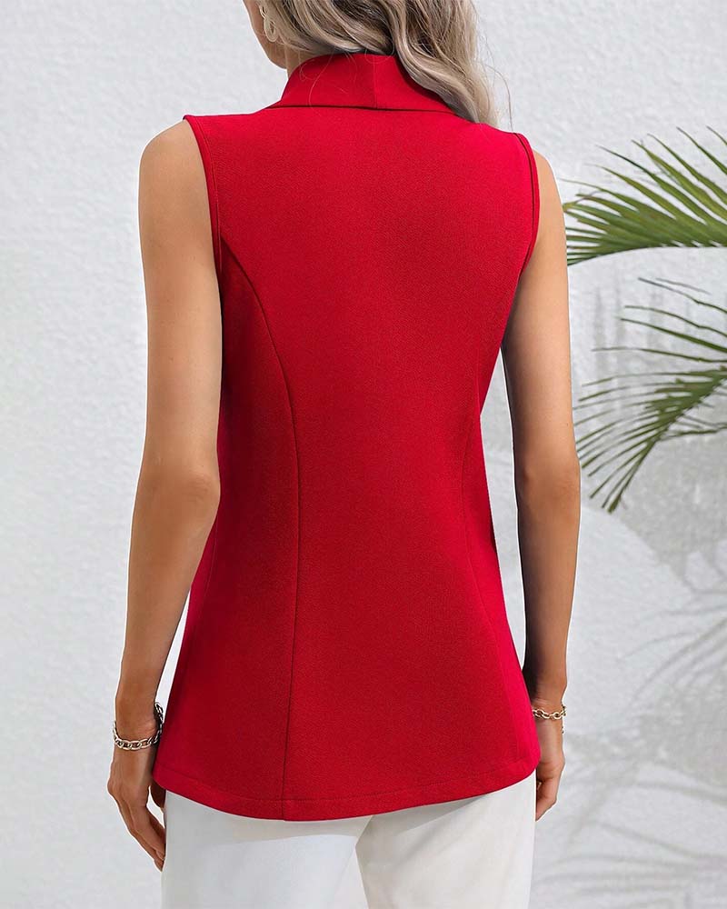 Manteau Cardigan Sans Manches À Bouton Unique