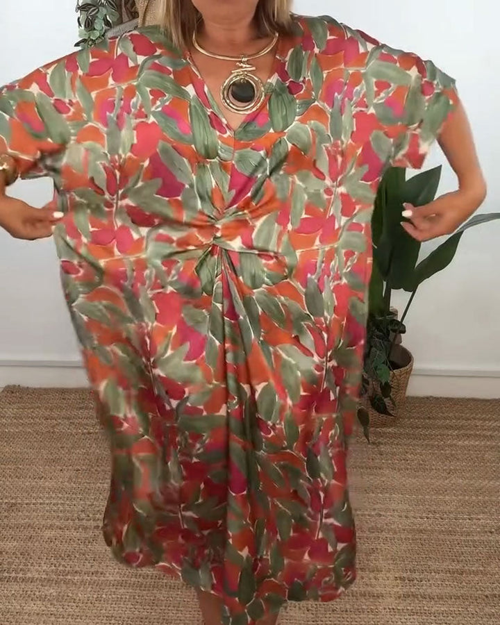 Robe À Col En V Avec Imprimé Torsadé