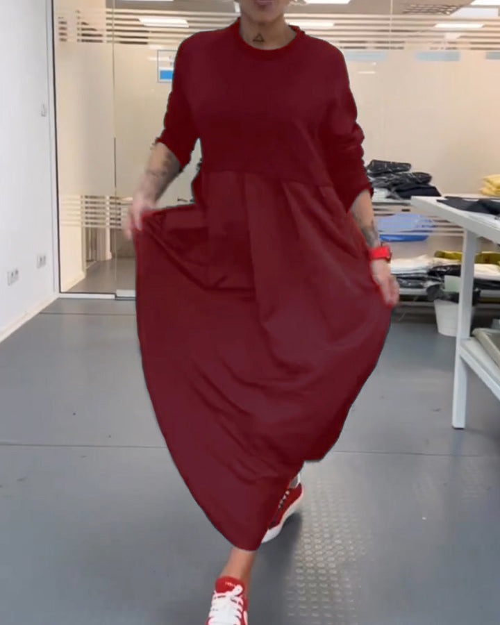 Robe longue décontractée de couleur unie