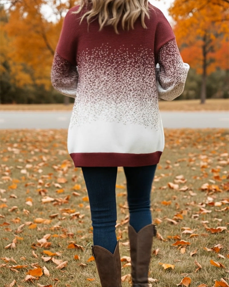 Sweter z golfem z efektem ombre