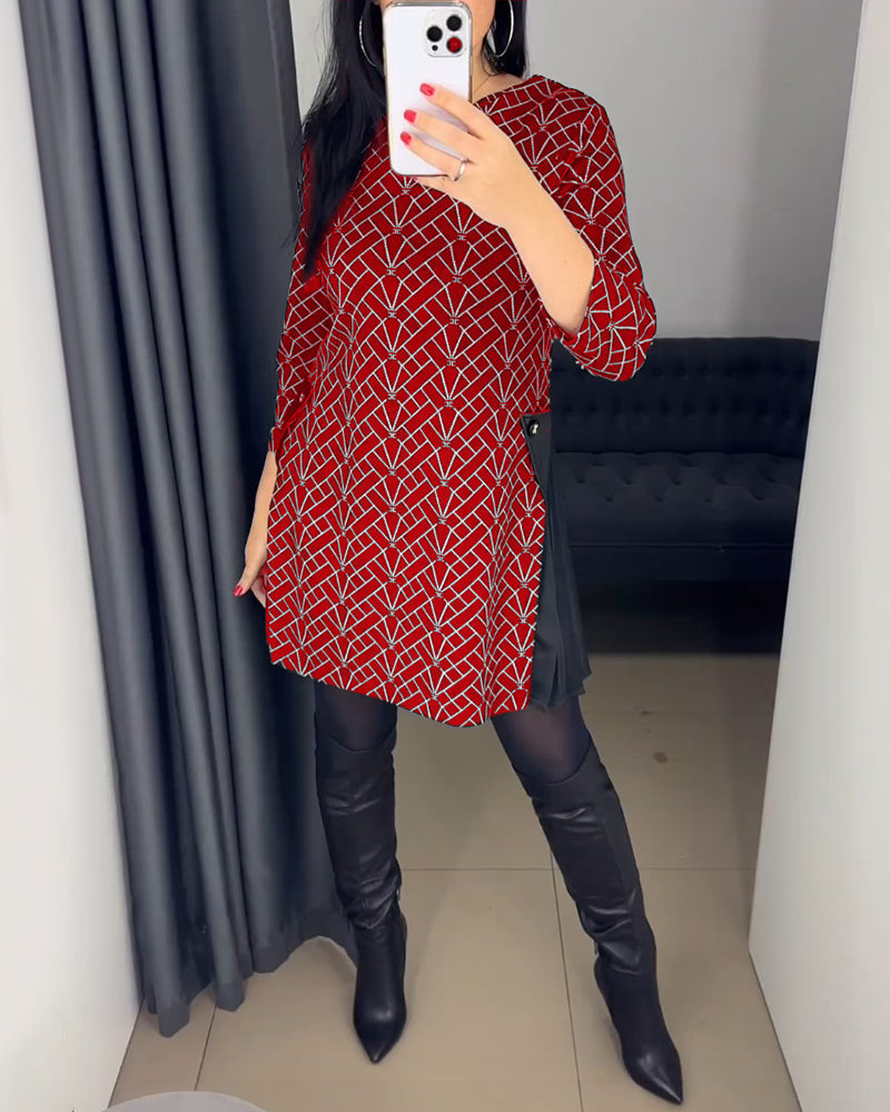 Robe imprimée ligne col rond