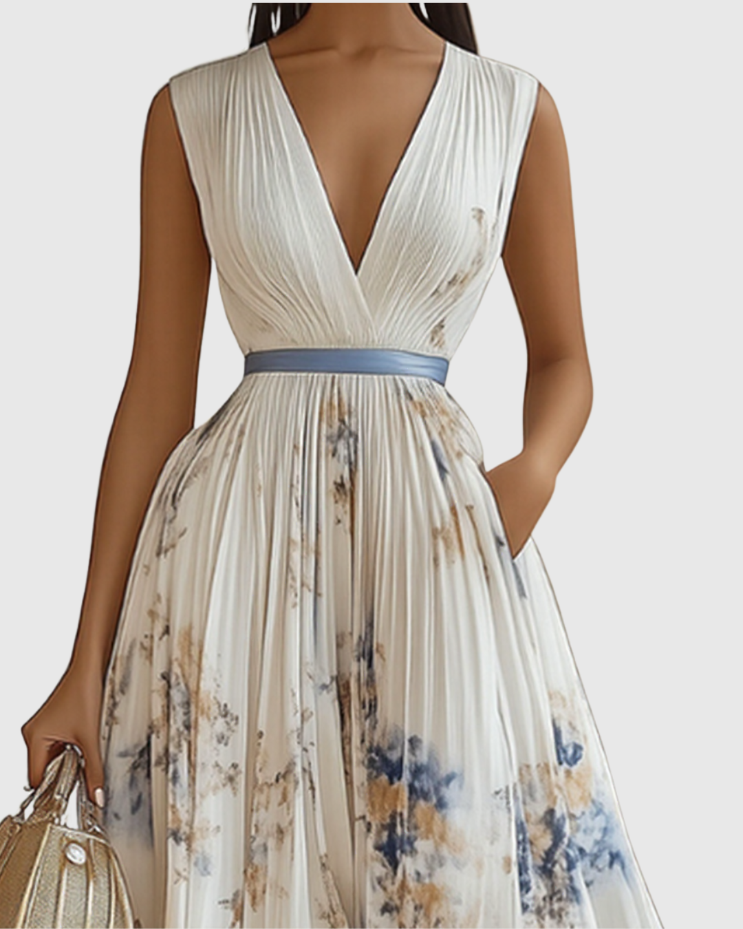 Amelia – Elegancka Plisowana Sukienka Maxi