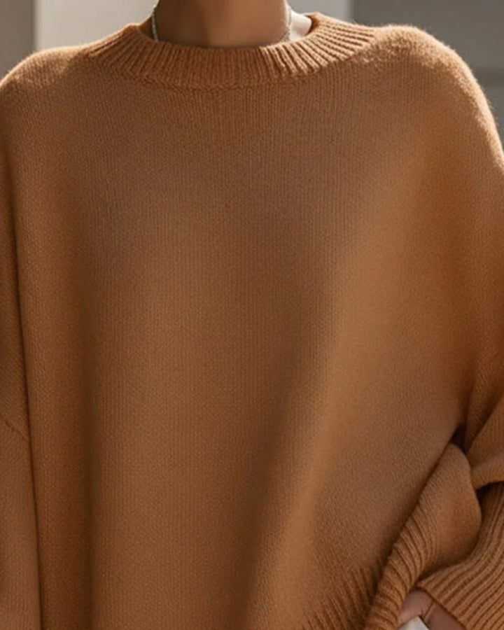 Sweter z okrągłym dekoltem, luźny, średniej długości