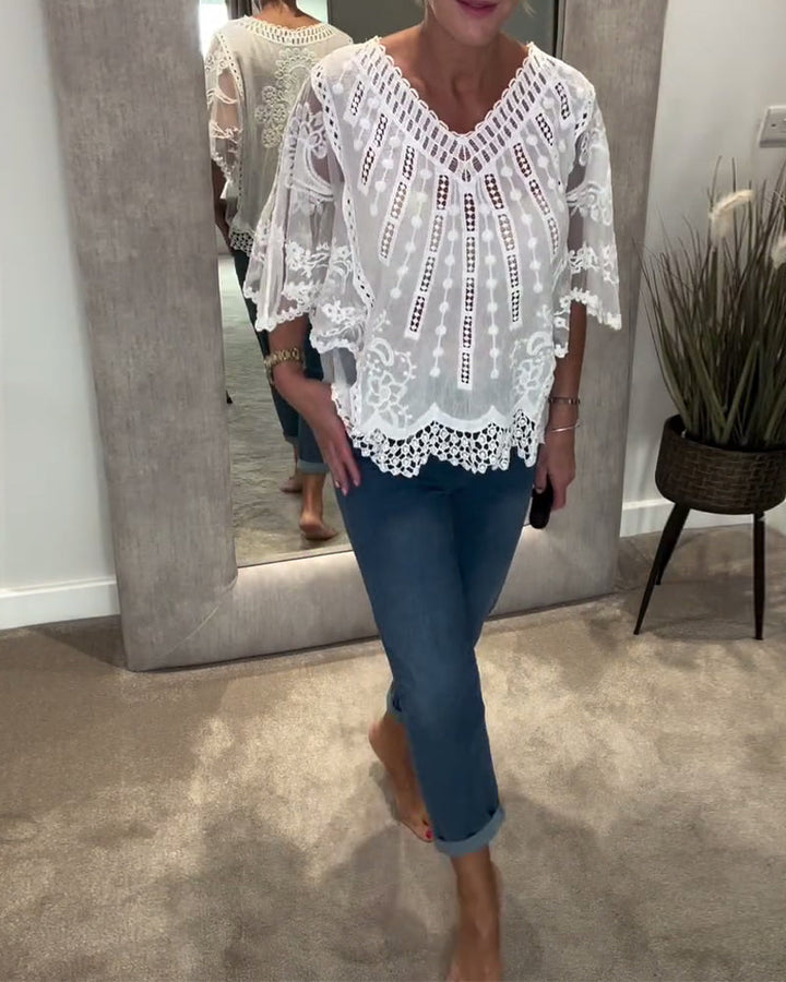 Blouse En V Élégant