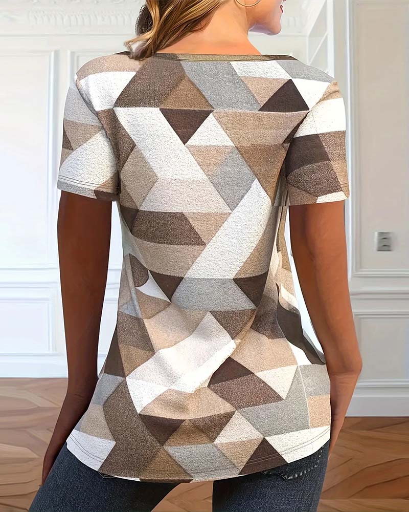 Koszulka z okrągłym dekoltem w stylu casual color-block
