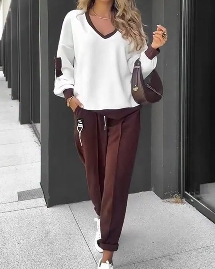 Komplet dresowy bluza i spodnie color block