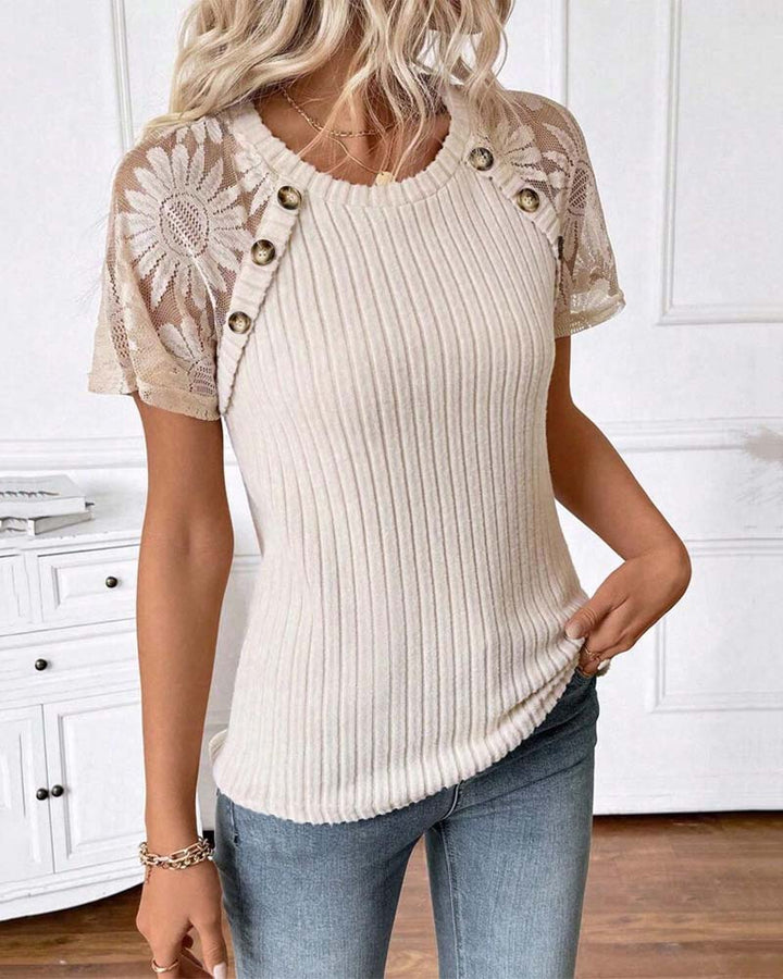 T-Shirt Col Rond Manches Raglan Uni