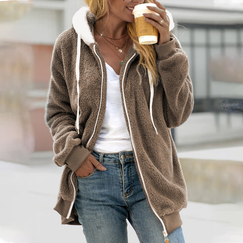 Yareli | Manteau d’hiver en peluche avec capuche pour femme