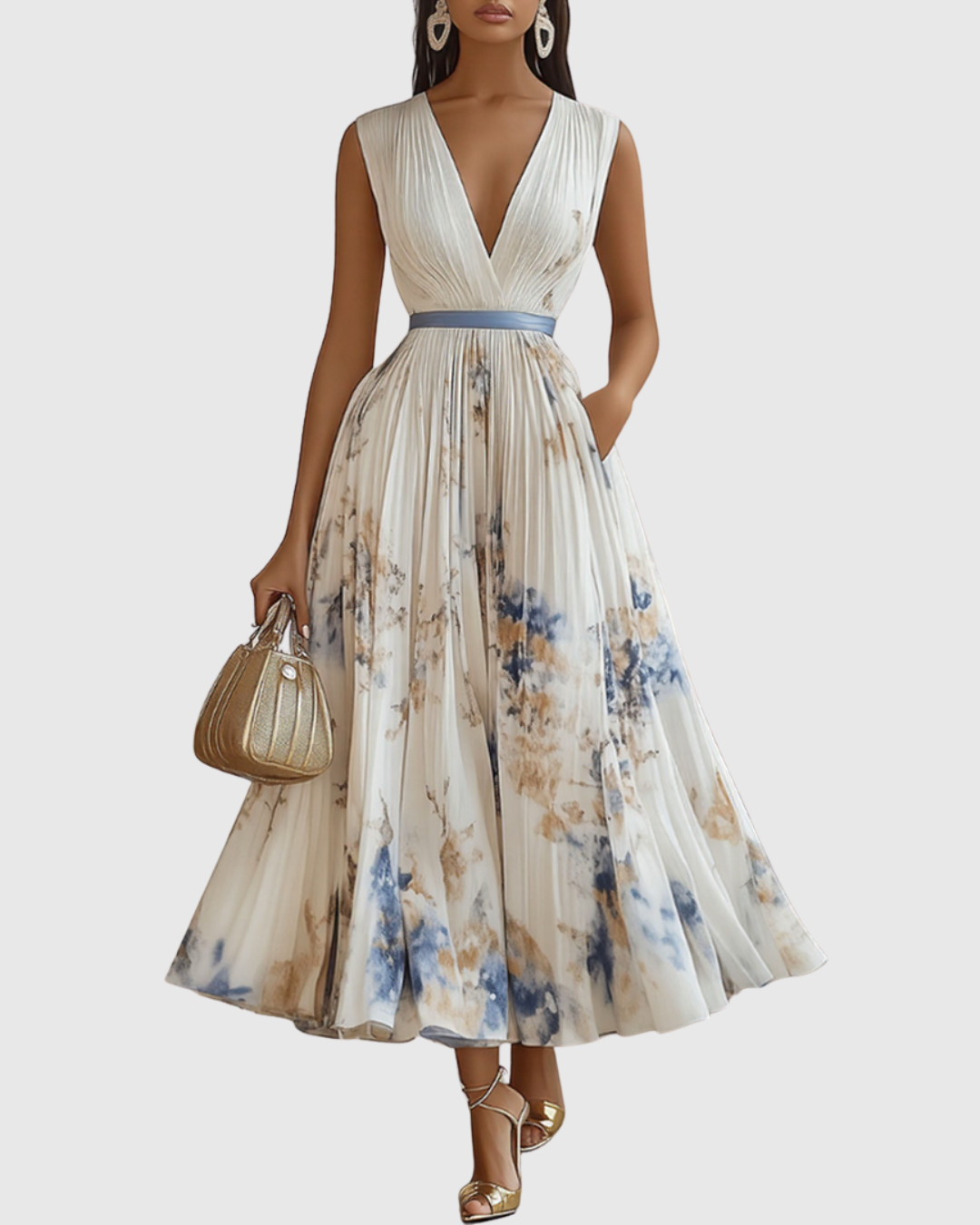 Amelia – Elegancka Plisowana Sukienka Maxi