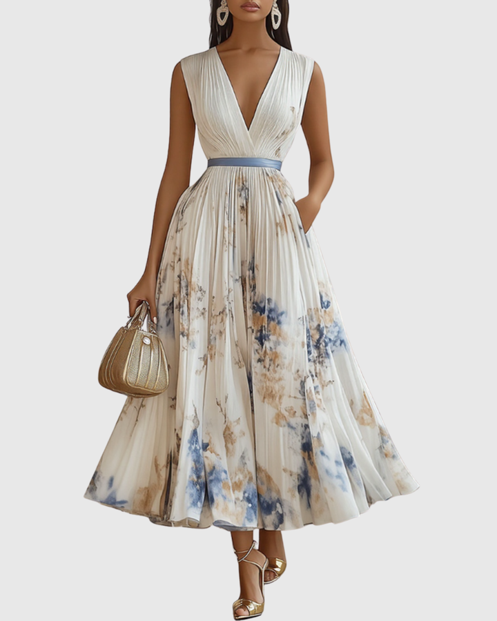 Amelia – Elegancka Plisowana Sukienka Maxi