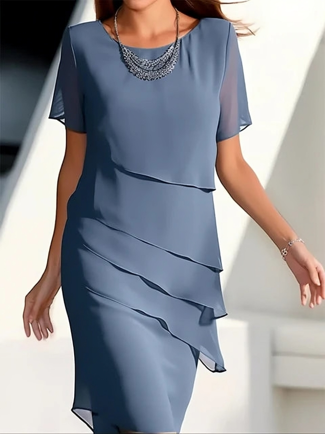 Kaylani | Élégante robe midi à manches courtes pour femme