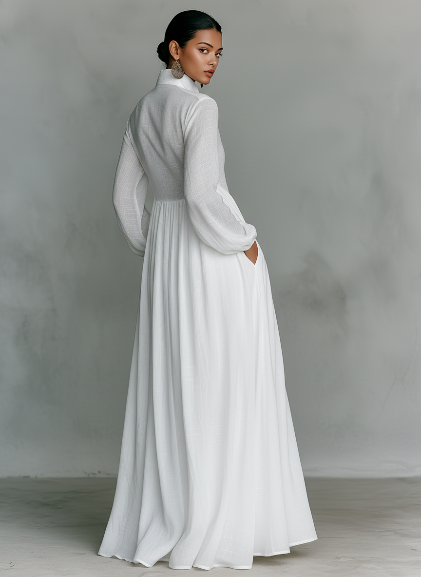 Antonina – Elegancka Sukienka Maxi z Plisowanym Dołem
