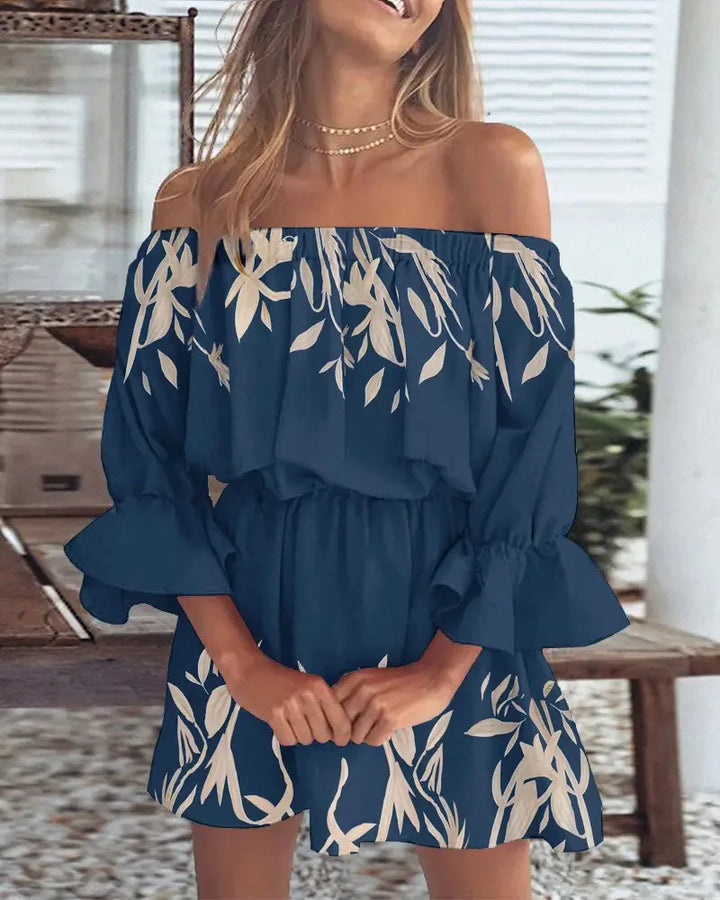Dania | Robe Épaule Dénudée Élégante à Motifs Floraux pour Femme