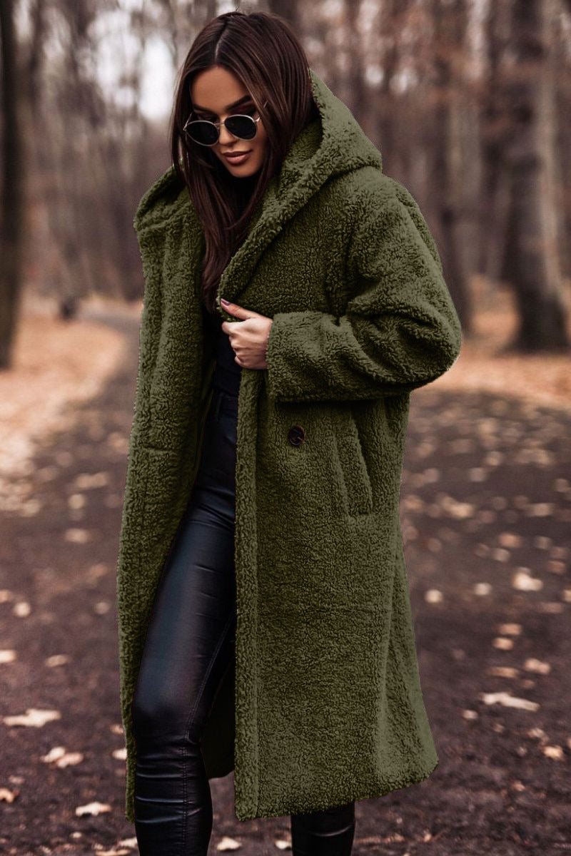 Mina | Manteau en peluche à coupe oversize avec capuche pour femme