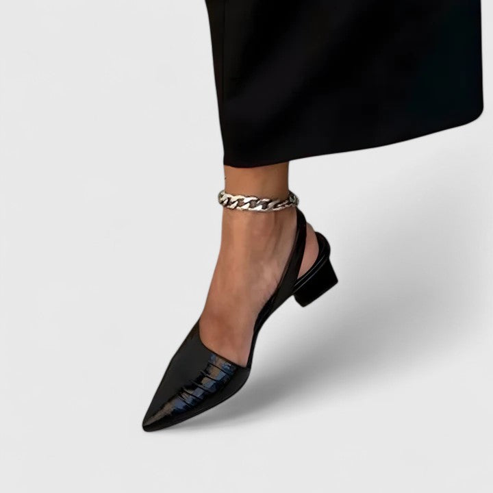 Aleksandra – Eleganckie Czółenka Slingback na Niskim Obcasie