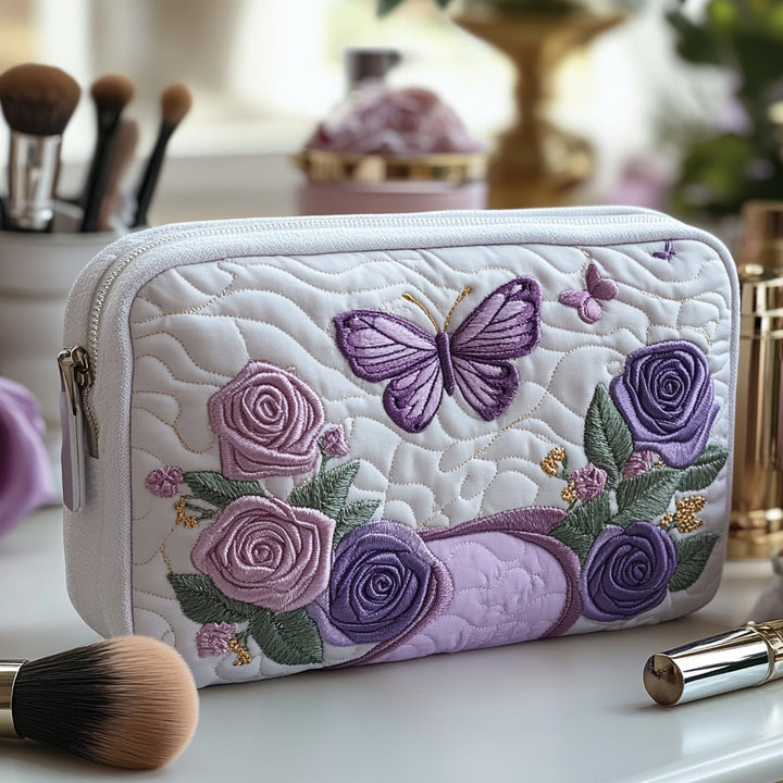 Elegancka kosmetyczka pikowana w odcieniu lila