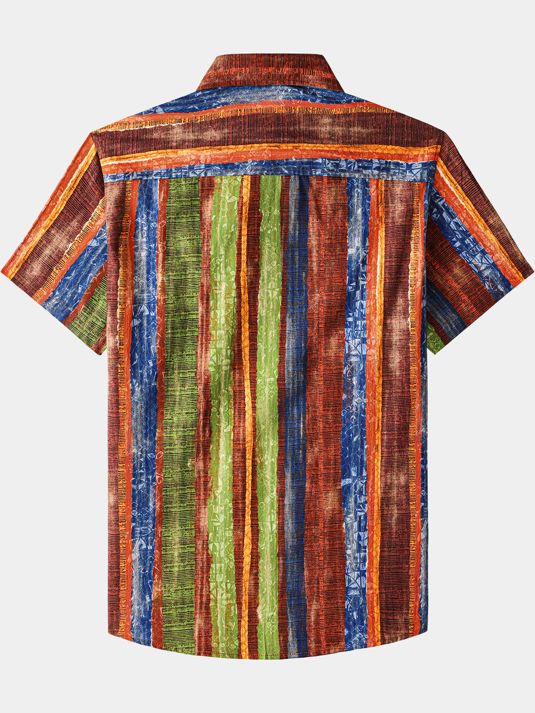 Męska Vintage Boho Wzorzysta Bawełniana Lekka Oddychająca Koszula Krótki Rękaw na Lato