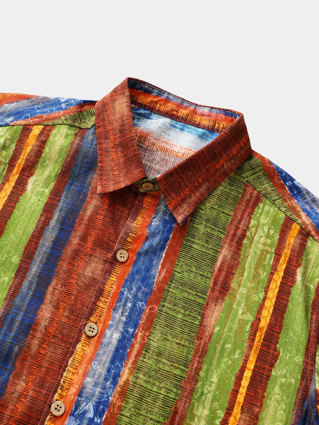 Męska Vintage Boho Wzorzysta Bawełniana Lekka Oddychająca Koszula Krótki Rękaw na Lato
