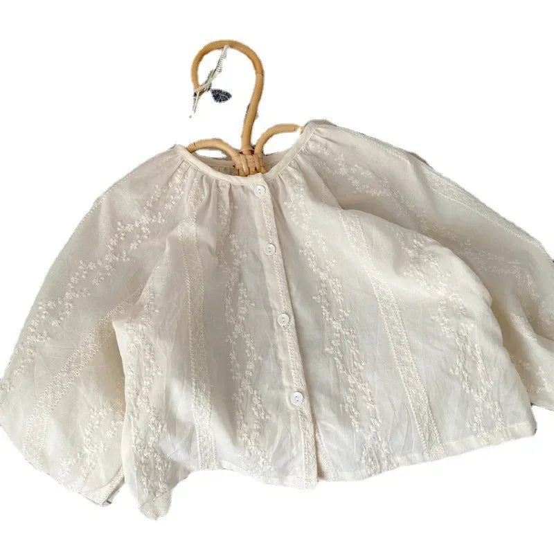 4138 2024 Baby Girls Blouses White Color Autumn Baby