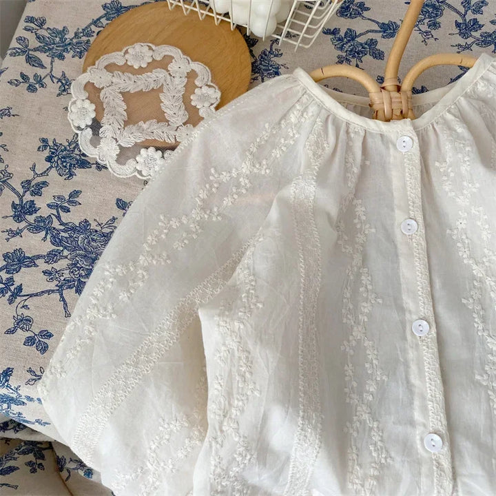 4138 2024 Baby Girls Blouses White Color Autumn Baby