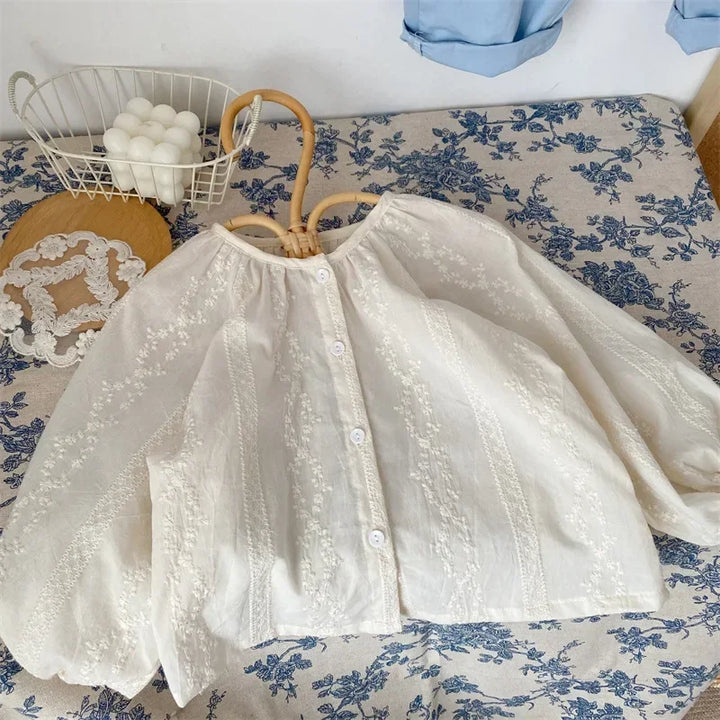 4138 2024 Baby Girls Blouses White Color Autumn Baby