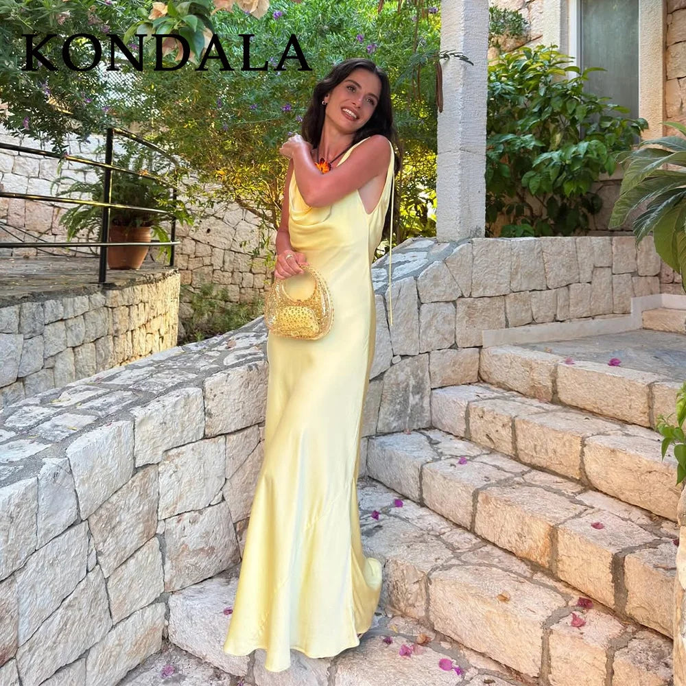 KONDALA 2026 Spring Butter Yellow Dress For Women