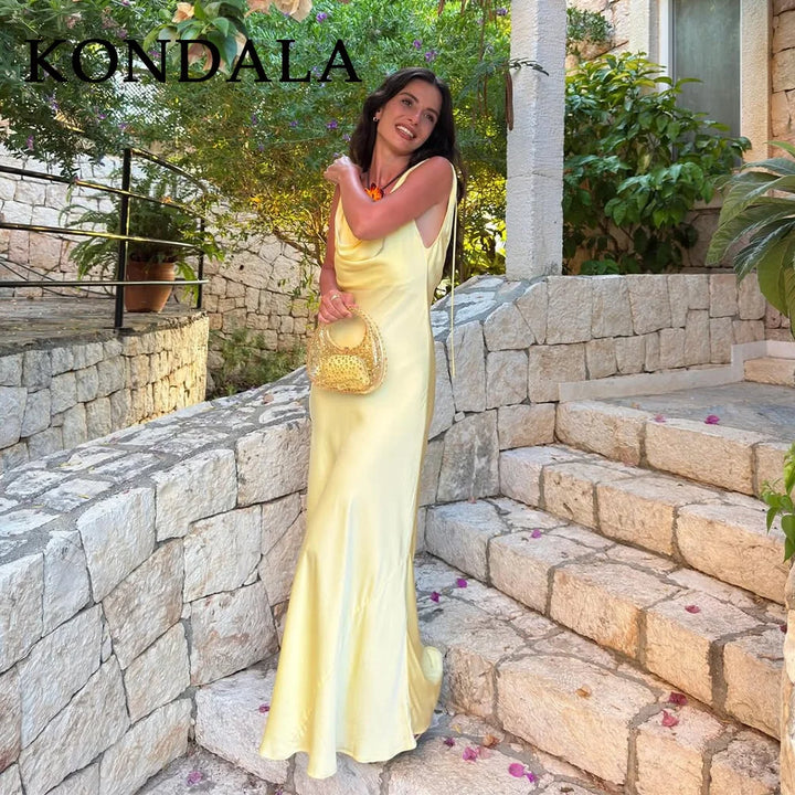 KONDALA 2026 Spring Butter Yellow Dress For Women