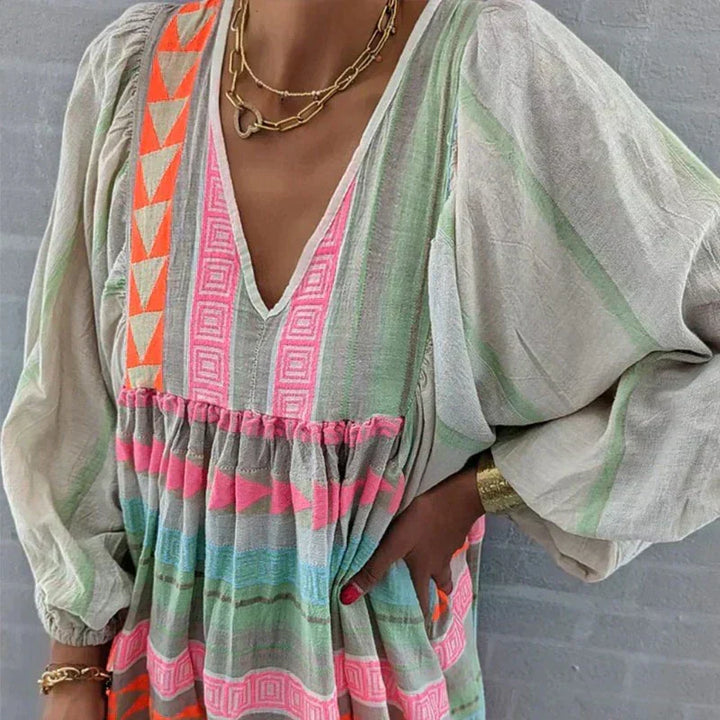 Eden | Wielokolorowa sukienka maxi w stylu boho dla kobiet