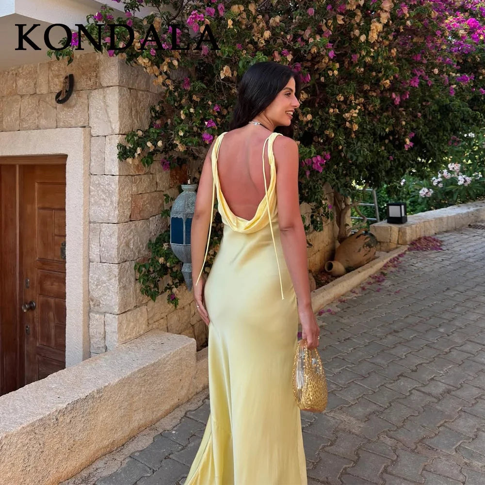 KONDALA 2026 Spring Butter Yellow Dress For Women