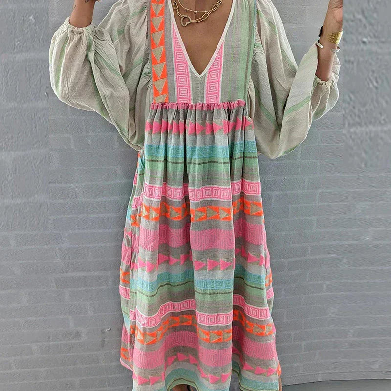 Eden | Wielokolorowa sukienka maxi w stylu boho dla kobiet