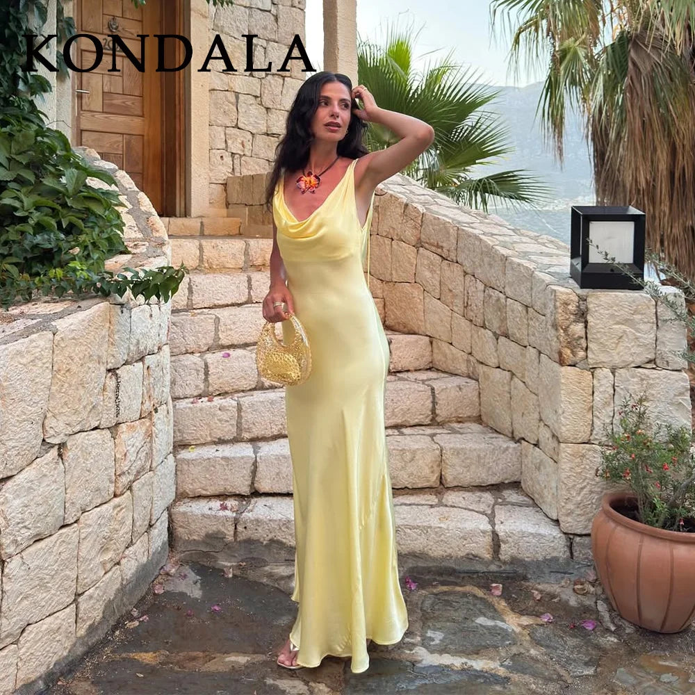KONDALA 2026 Spring Butter Yellow Dress For Women