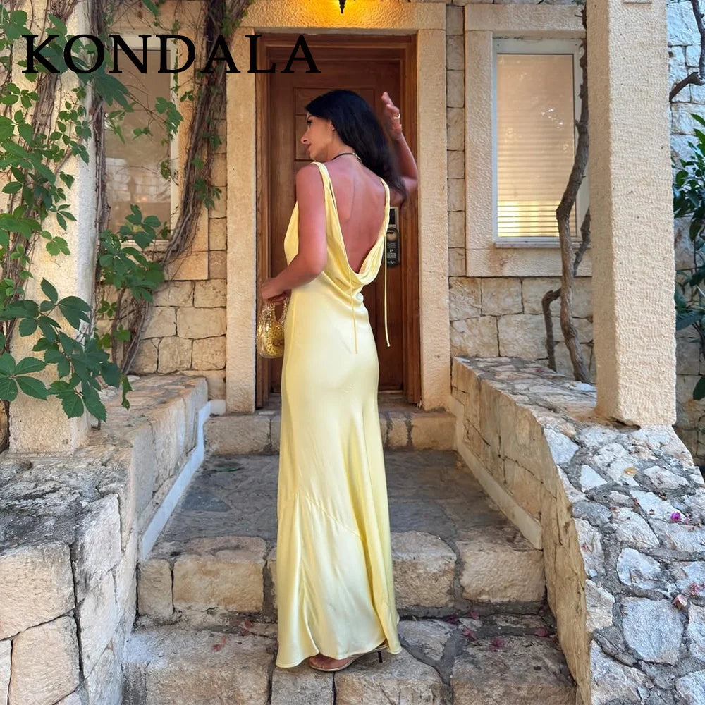 KONDALA 2026 Spring Butter Yellow Dress For Women