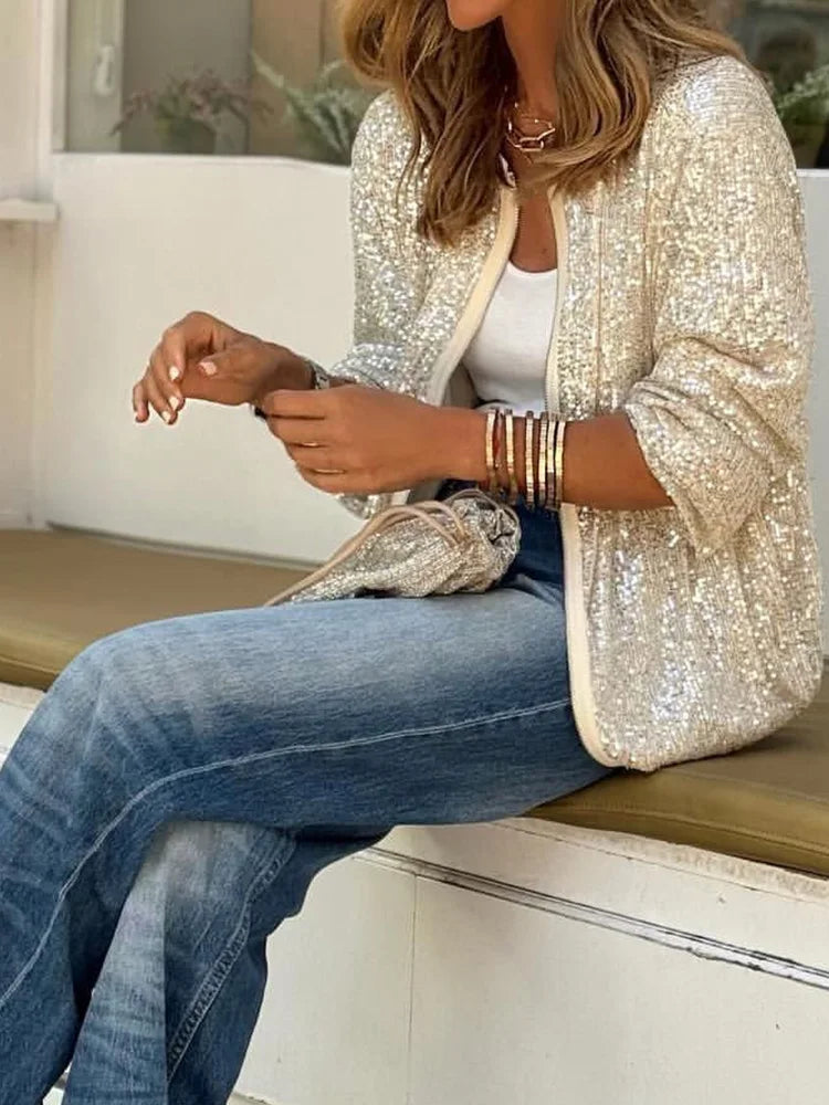 Lula | Veste d’intérieur à col rond en sequins pour femmes