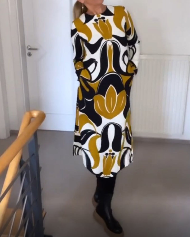 Robe imprimée à col rond