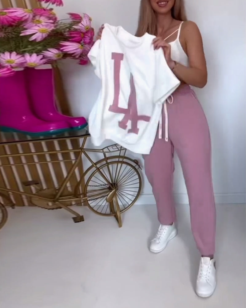 Zdefiniuj Casual Letter Print Sports