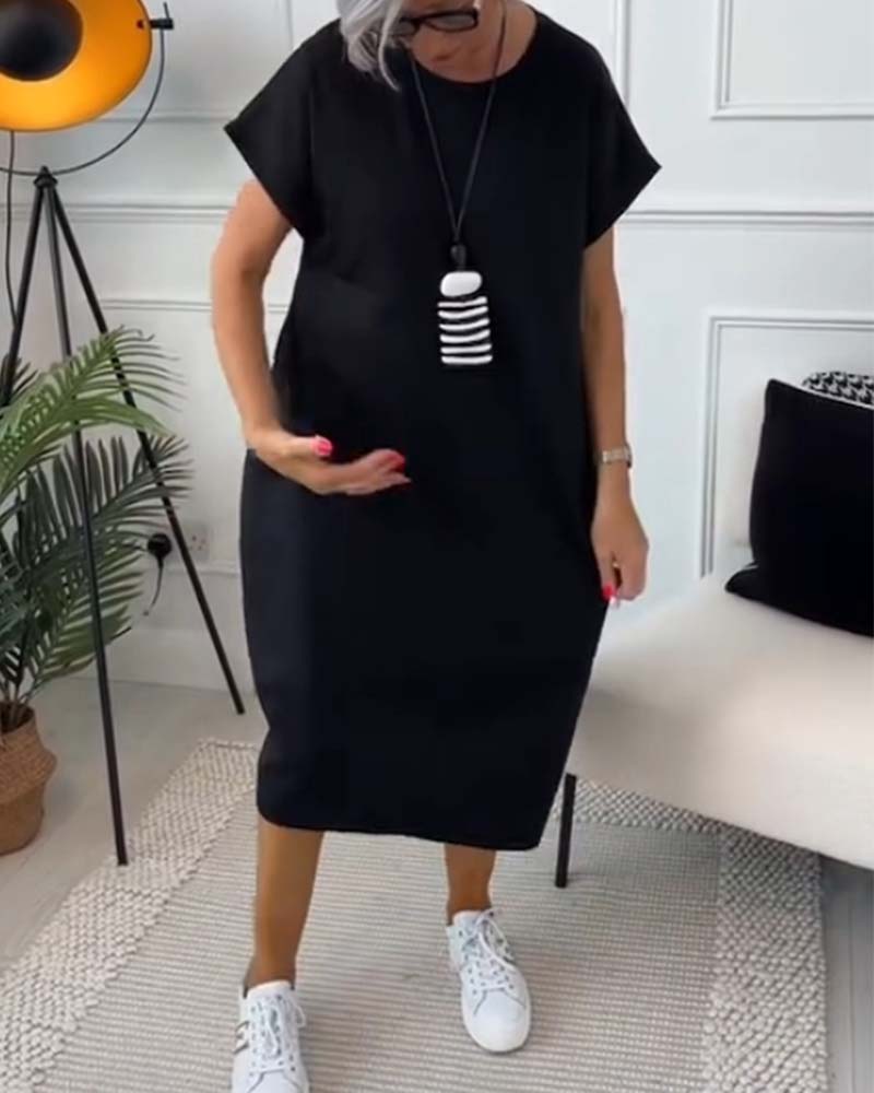 Robe décontractée à manches courtes et imprimé lettre simple