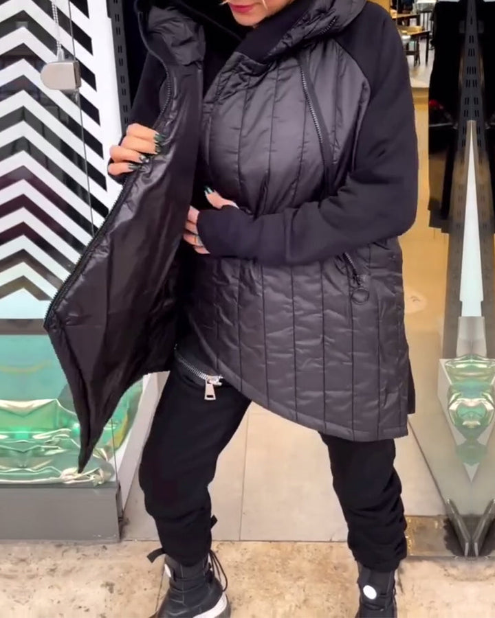 Płaszcz z kapturem w stylu casual z kieszenią