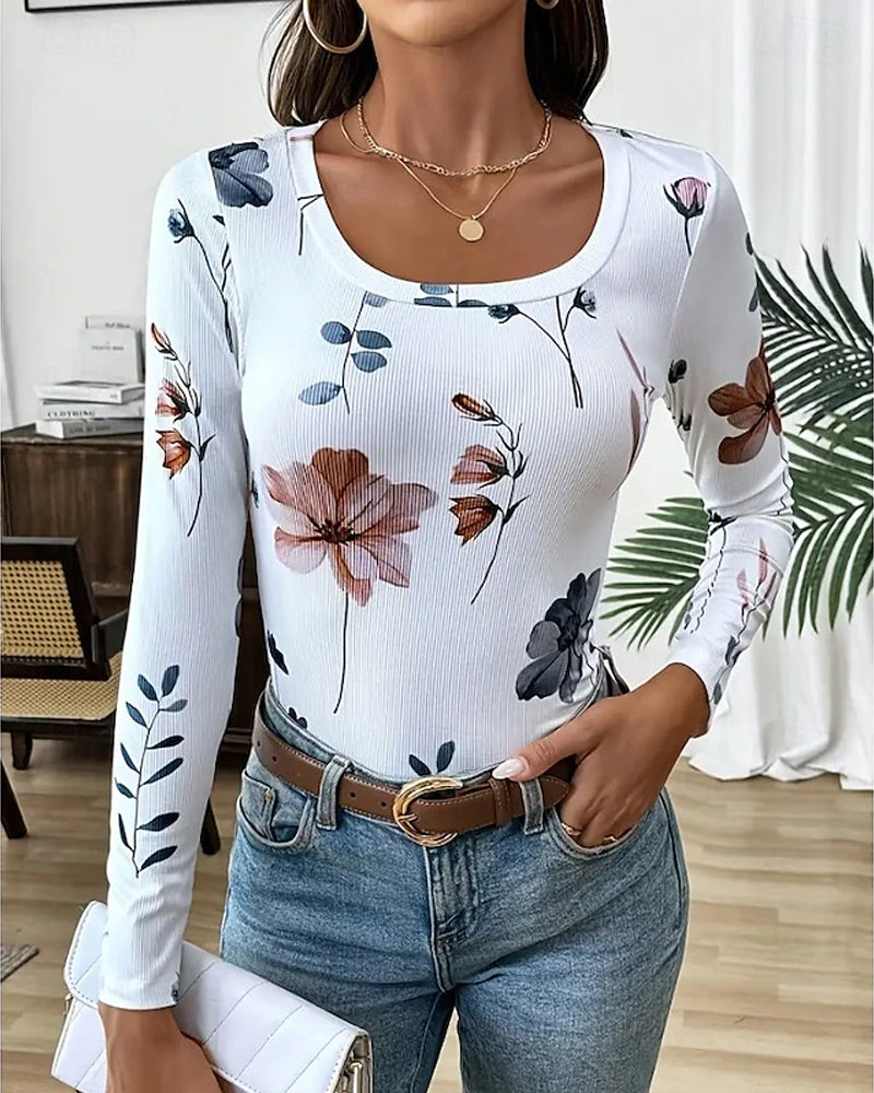 T-Shirt Avec Dessins Floraux Et Design Polyvalent