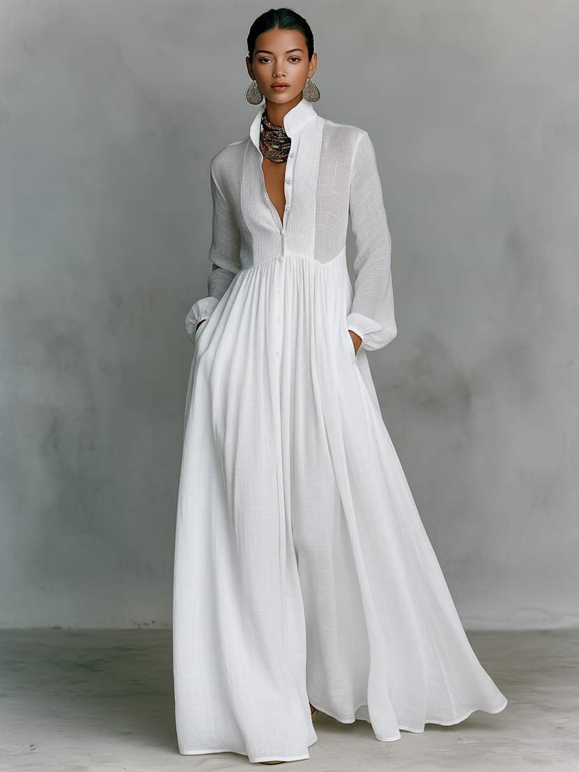 Antonina – Elegancka Sukienka Maxi z Plisowanym Dołem