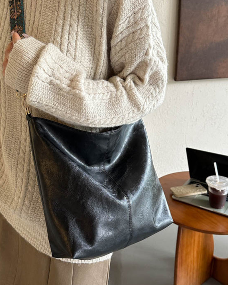 Sac seau vintage à bandoulière de grande capacité