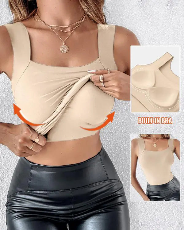 🔥Koszulka modelująca z dekoltem w serek i wbudowanym biustonoszem