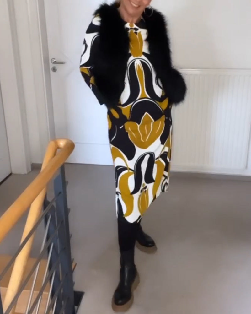 Robe imprimée à col rond