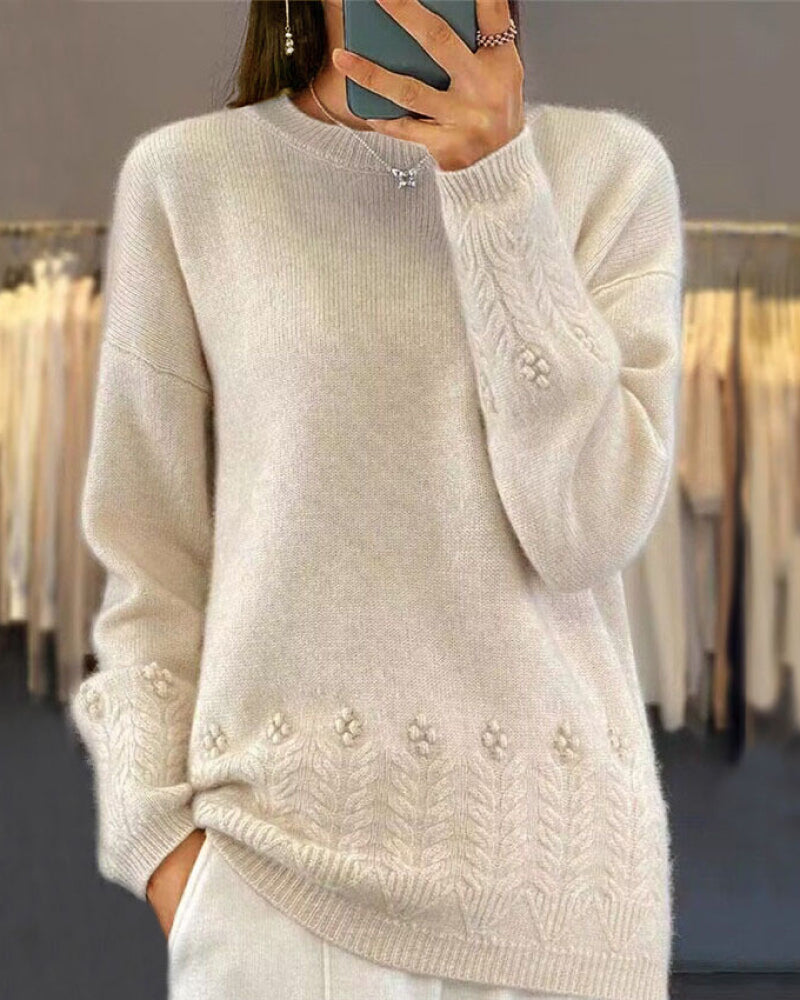 Damski sweter o dopasowanym kroju, jednokolorowy, w stylu retro